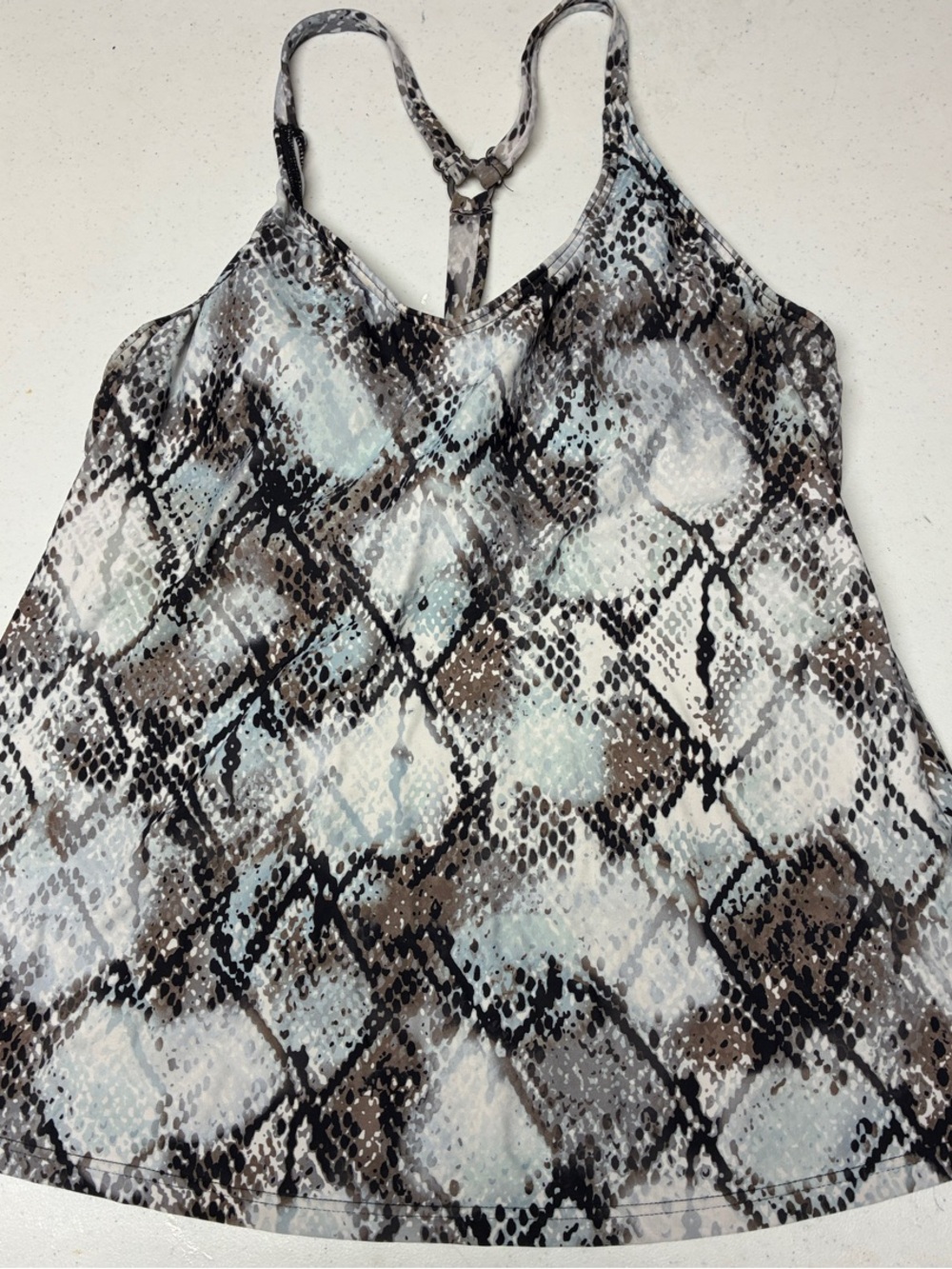 Women’s Snake Print Racerback Swimsuit Top Neutral Brown Gray
